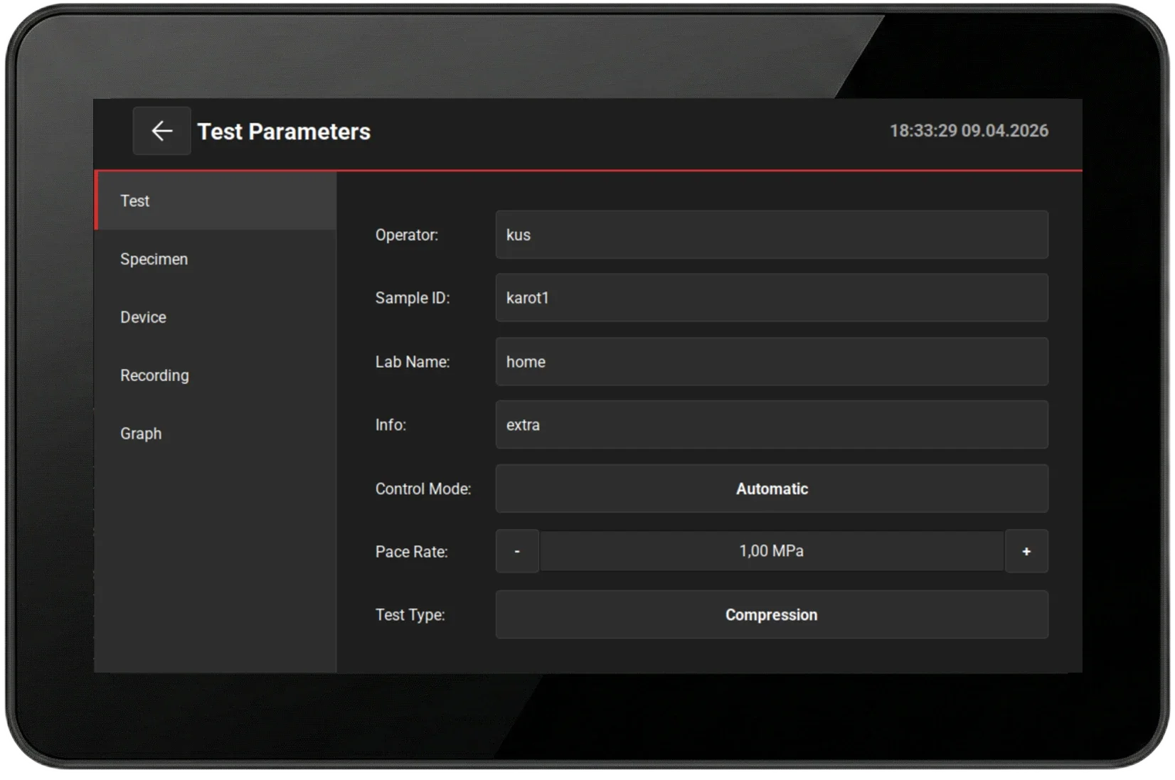 Amazeng Test Sistemleri - Test Parametreleri Yapılandırması